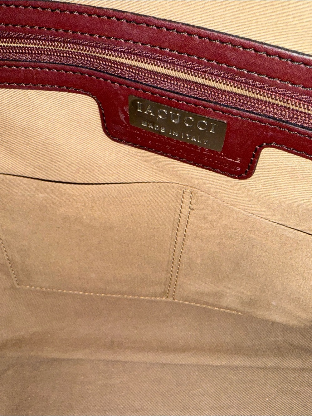 Iacucci Burgundy and Black Top-Handle Leather Tote - Picture 8 of 8